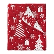 Benjara Daru Throw Blanket- 50x60- Christmas Theme- Red and White Polyester