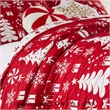 Benjara Daru 3 Piece Queen Quilt Set- Red and White Polyester- Christmas Theme
