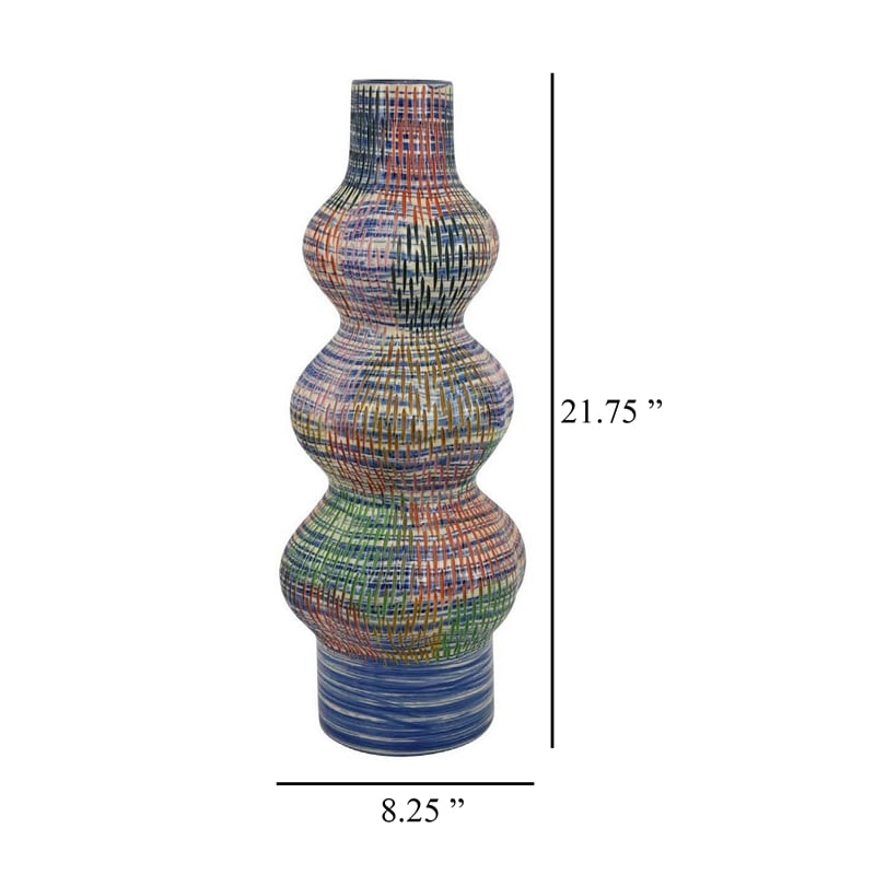 Benjara Decorative Accent Vase- 3 Rounded Accents- 22