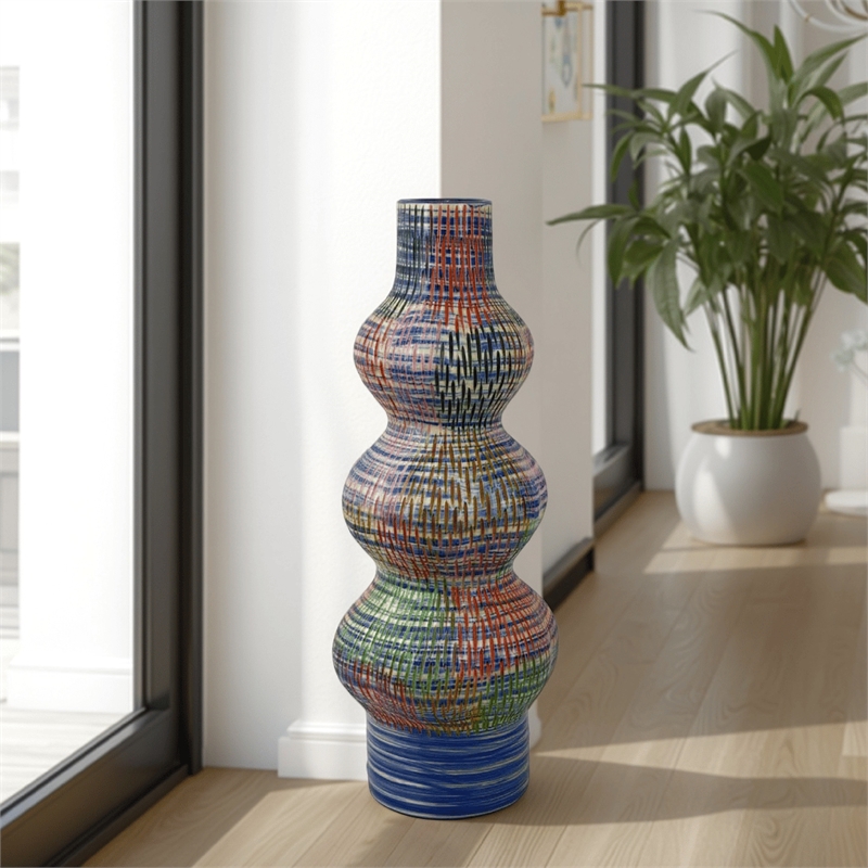 Benjara Decorative Accent Vase- 3 Rounded Accents- 22