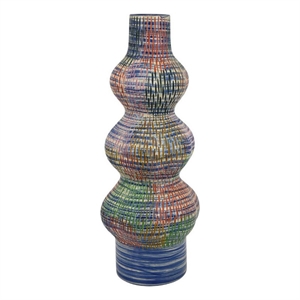 Benjara Decorative Accent Vase- 3 Rounded Accents- 22&quot Multicolor Ceramic