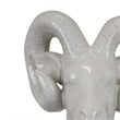 Benjara Accent Tabletop Decor- Strong Ram Head Design- White Ceramic 14 Inch