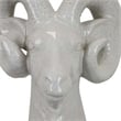 Benjara Accent Tabletop Decor- Strong Ram Head Design- White Ceramic 14 Inch