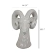 Benjara Accent Tabletop Decor- Strong Ram Head Design- White Ceramic 14 Inch