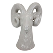 Benjara Accent Tabletop Decor- Strong Ram Head Design- White Ceramic 14 Inch