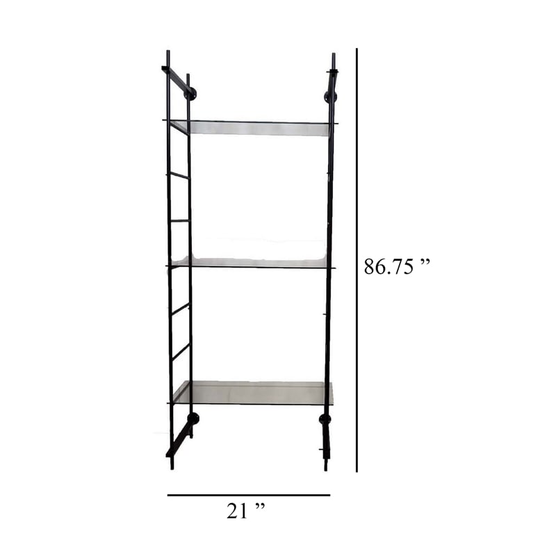 Benjara Plant Display Stand- 87 Inch- 3 Shelves Black Metal Ladder Design