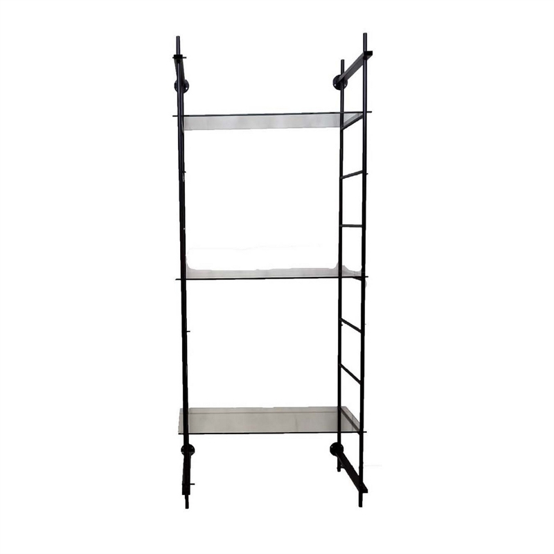 Benjara Plant Display Stand- 87 Inch- 3 Shelves Black Metal Ladder Design