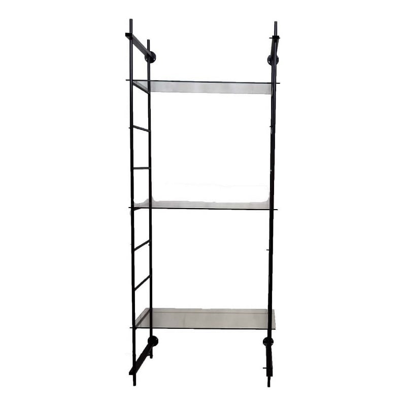 Benjara Plant Display Stand- 87 Inch- 3 Shelves Black Metal Ladder Design