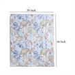 Benjara Heli 50x60 Quilted Throw Blanket- Blue Pink- Khaki Tropical Print