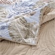 Benjara Heli 2pc Twin Size Quilt Set- Blue- Sandy Pink- Khaki Tropical Print