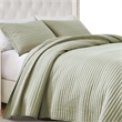 Benjara Vins 2pc Twin Size Quilt Set- Cotton Fill- Polyester Shell- Sage Green