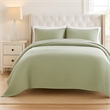 Benjara Vins 2pc Twin Size Quilt Set- Cotton Fill- Polyester Shell- Sage Green
