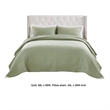 Benjara Vins 2pc Twin Size Quilt Set- Cotton Fill- Polyester Shell- Sage Green