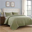 Benjara Vins 2pc Twin Size Quilt Set- Cotton Fill- Polyester Shell- Sage Green
