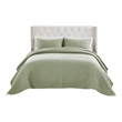 Benjara Vins 2pc Twin Size Quilt Set- Cotton Fill- Polyester Shell- Sage Green