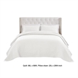Benjara Vins 2pc Twin Size Quilt Set- Cotton Fill- Polyester Shell- White