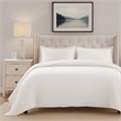 Benjara Vins 2pc Twin Size Quilt Set- Cotton Fill- Polyester Shell- White