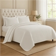 Benjara Vins 2pc Twin Size Quilt Set- Cotton Fill- Polyester Shell- White