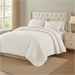 Benjara Vins 2pc Twin Size Quilt Set- Cotton Fill- Polyester Shell- White