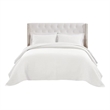 Benjara Vins 2pc Twin Size Quilt Set- Cotton Fill- Polyester Shell- White