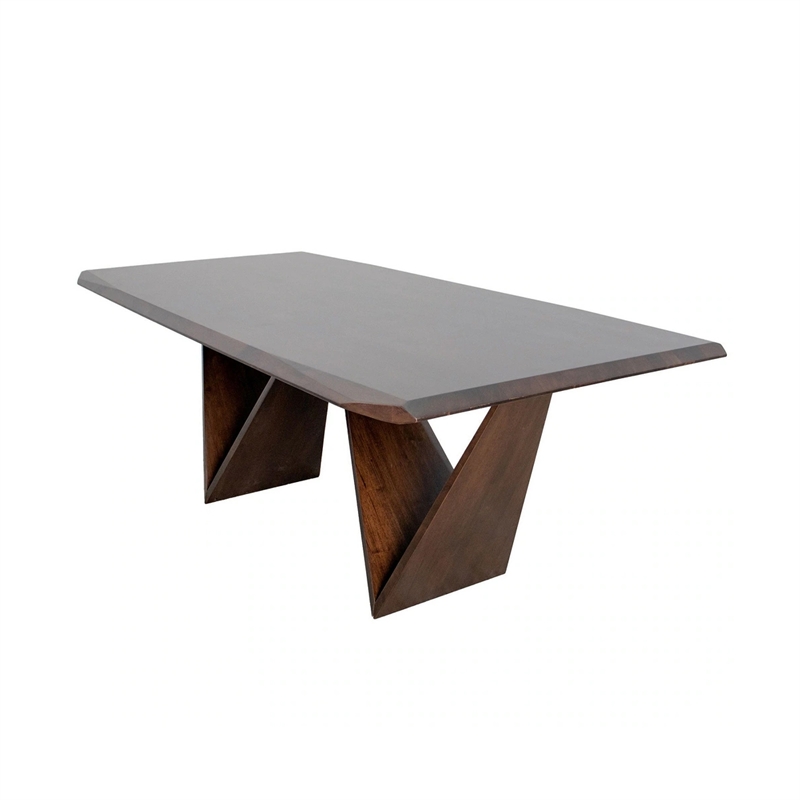 Benjara Rumy 7pc Extendable Dining Table Set- 6 Chairs- Diamond Edge- Brown