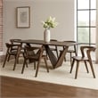 Benjara Rumy 7pc Extendable Dining Table Set- 6 Chairs- Diamond Edge- Brown
