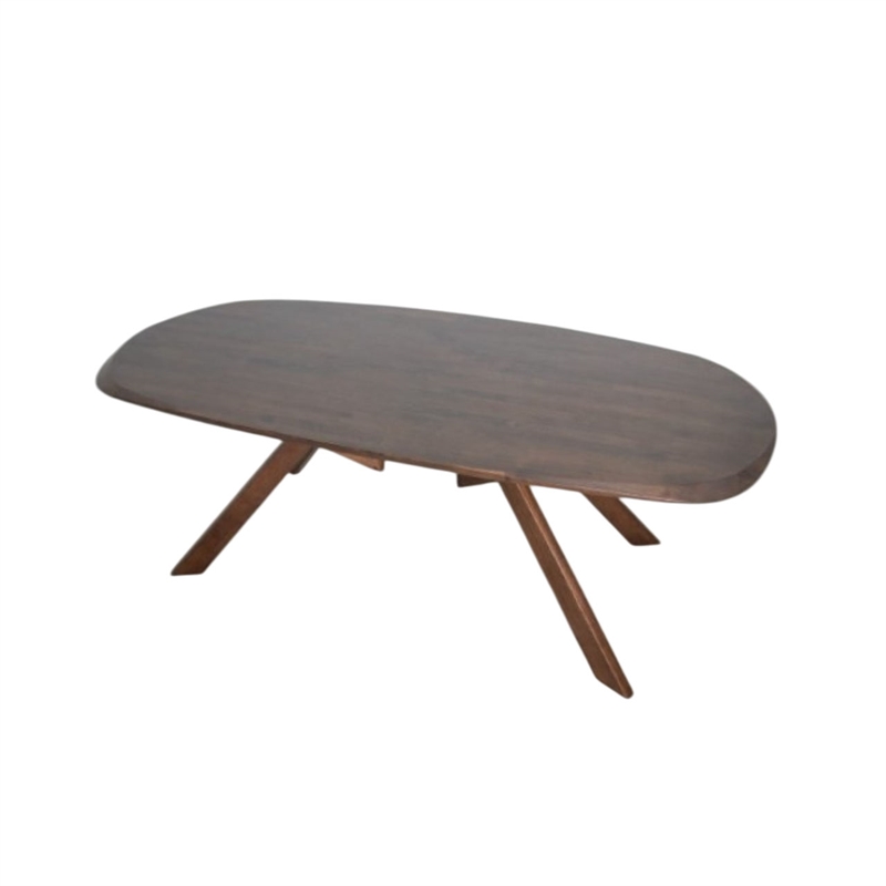 Benjara Ziva 7pc Dining Table Set- 6 Side Chairs- 3D Edges- Brown Solid Wood