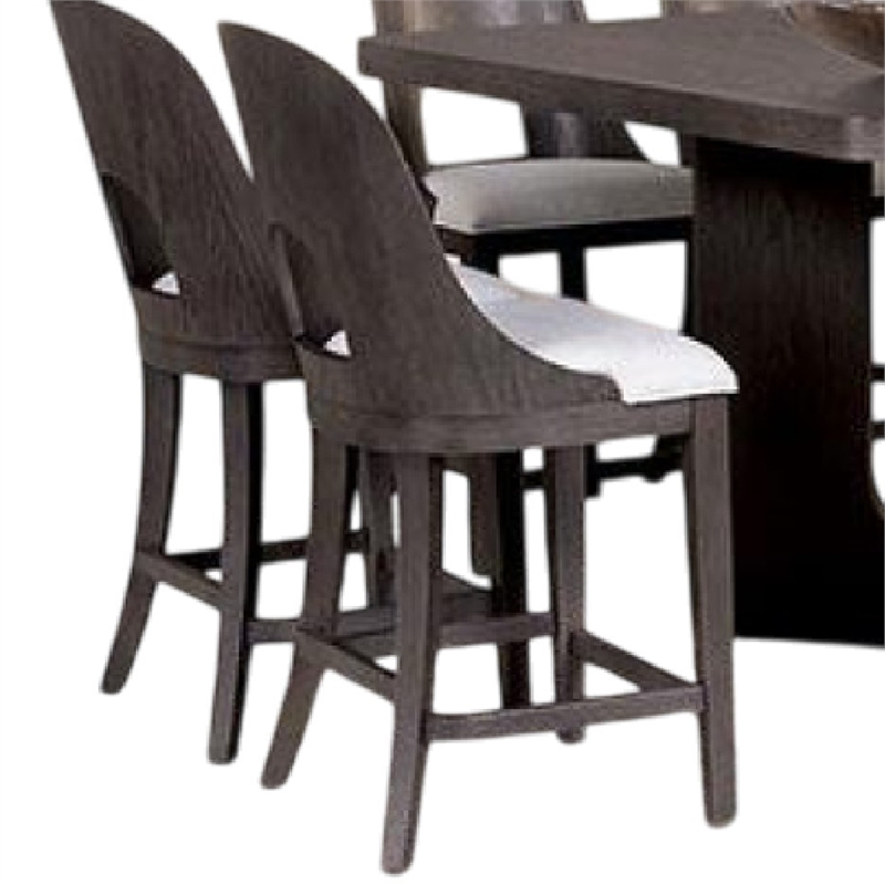 Benjara Zoko 7pc Counter Height Dining Table Set- Polyester- Ash Gray Wood