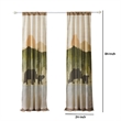 Benjara Kip 2 Panels Curtain Set- Microfiber- Green and Beige Mountain Scenery