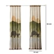 Benjara Kip 2 Panels Curtain Set- Microfiber- Green and Beige Mountain Scenery