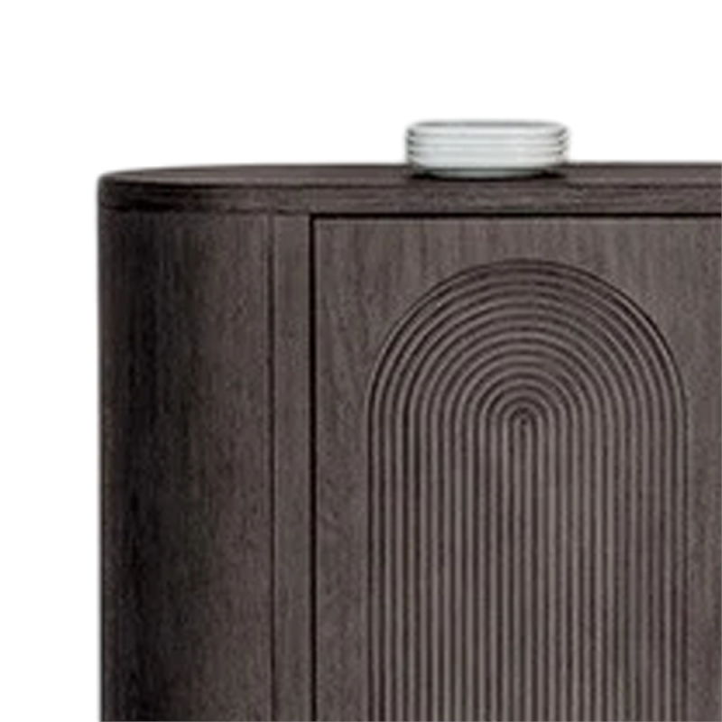 Benjara Zoko Sideboard Buffet Console- Arched Design Doors- Gray Wood 77 Inch