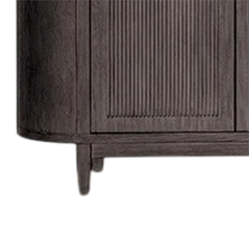 Benjara Zoko Sideboard Buffet Console- Arched Design Doors- Gray Wood 77 Inch