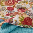 Benjara Lewi 2pc Twin Size Quilt Set- Bright Colorful Floral Pattern- Cotton