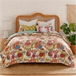 Benjara Lewi 2pc Twin Size Quilt Set- Bright Colorful Floral Pattern- Cotton