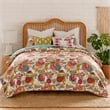 Benjara Lewi 2pc Twin Size Quilt Set- Bright Colorful Floral Pattern- Cotton