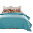 Benjara Lewi 2pc Twin Size Quilt Set- Bright Colorful Floral Pattern- Cotton