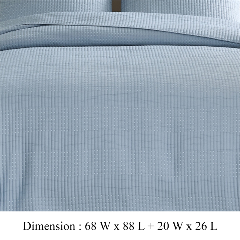Benjara Fys 2pc Twin XL Size Coverlet Set- Woven Jacquard- Chambray Blue