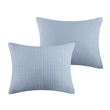 Benjara Fys 3pc Queen Size Coverlet Set- Soft Woven Jacquard- Chambray Blue