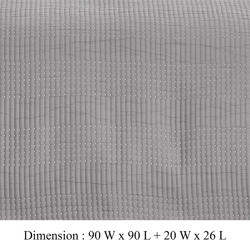 Benjara Fys 3pc Queen Size Coverlet Set- Soft Woven Jacquard Matelasse- Gray