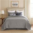 Benjara Fys 3pc Queen Size Coverlet Set- Soft Woven Jacquard Matelasse- Gray