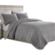 Benjara Fys 3pc Queen Size Coverlet Set- Soft Woven Jacquard Matelasse- Gray
