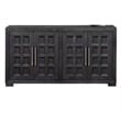 Benjara Kizie Sideboard Buffet Console 4 Doors and Shelves- Black Wood 66 Inch