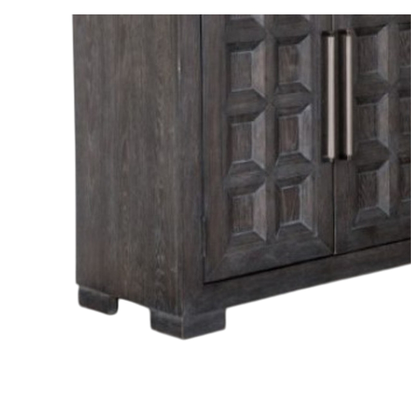 Benjara Kizie Sideboard Buffet Console 4 Doors and Shelves- Black Wood 66 Inch