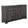 Benjara Kizie Sideboard Buffet Console 4 Doors and Shelves- Black Wood 66 Inch