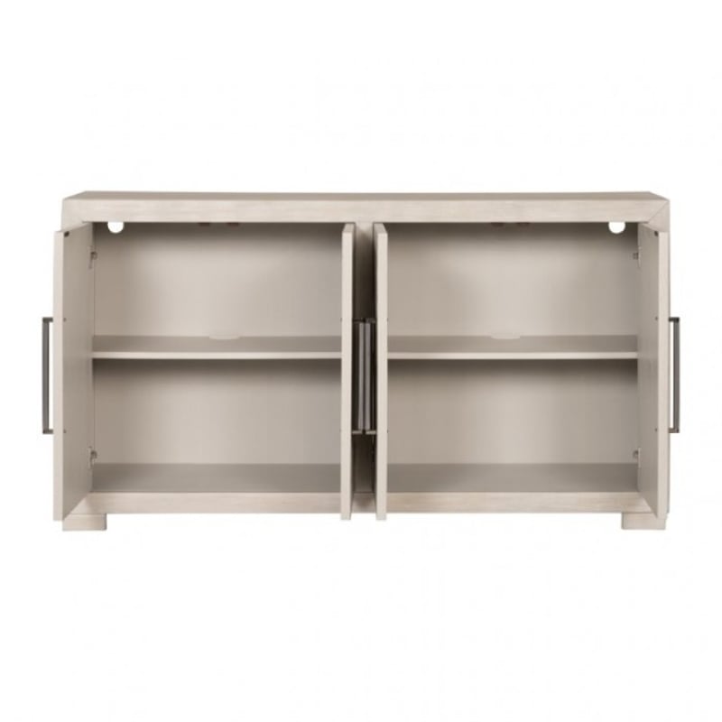 Benjara Kizie Sideboard Buffet Console 4 Doors- Shelves- Tawny Brown 66 Inch