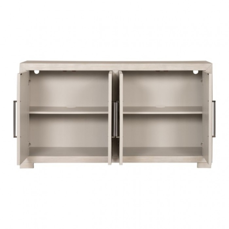 Benjara Kizie Sideboard Buffet Console 4 Doors- Shelves- Tawny Brown 66 Inch