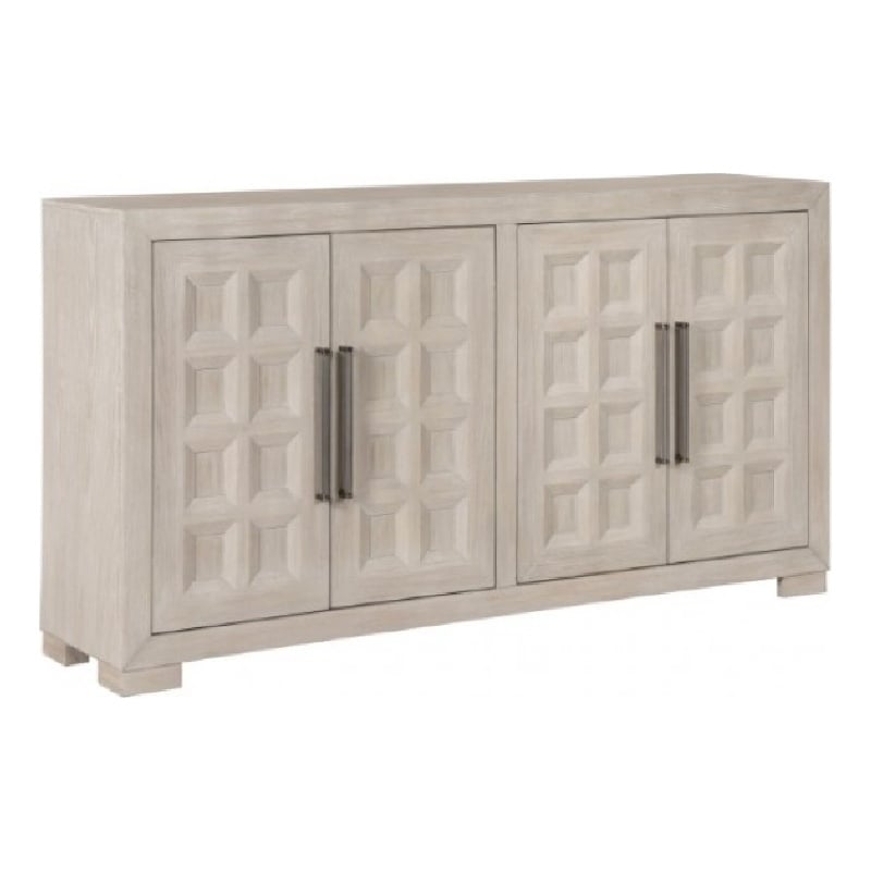 Benjara Kizie Sideboard Buffet Console 4 Doors- Shelves- Tawny Brown 66 Inch