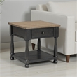 Benjara Ginie End Table- 1 Drawer- Black Brown Solid Rubberwood- 24 Inch