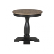 Benjara Ginie Round End Table- Rustic Black Brown Solid Rubberwood- 24 Inch