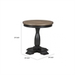 Benjara Ginie Round End Table- Rustic Black Brown Solid Rubberwood- 24 Inch
